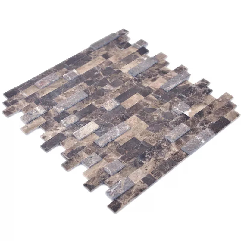 brown natural stone self adhesive mosaic tile 