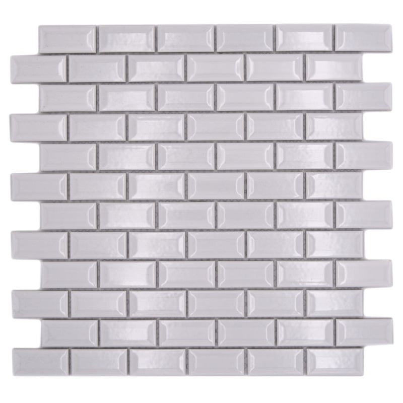 WHITE BEVELLED GLOSS BRICK MOSAIC 