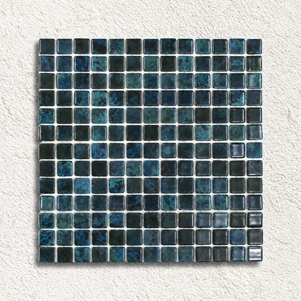 Karma Blue Moon Glass Pool Mosaic Tiles – 33.3 × 33.3cm | Luxury Tiles UK