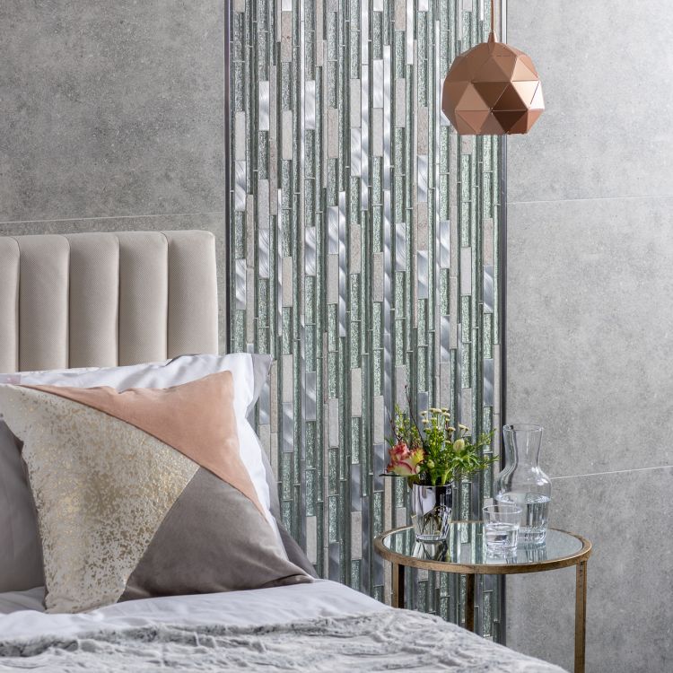mixed mosaic tiles luxury bedroom splash back 