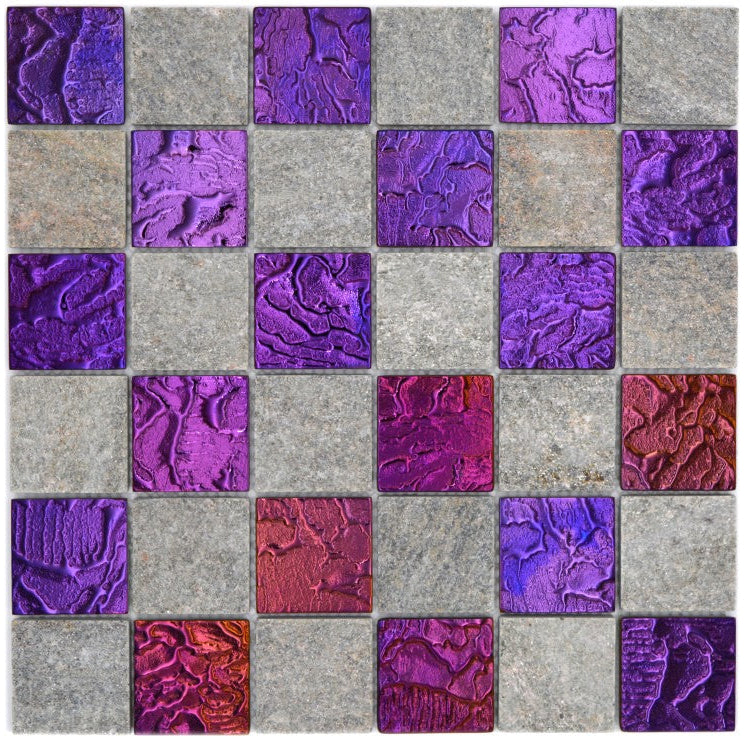 Purple Grey Stone Mix Mosaic Tile