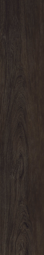 Dark wenge wood effect floor tile with realistic grain, knots and deep brown tonal variation, 20x120cm.