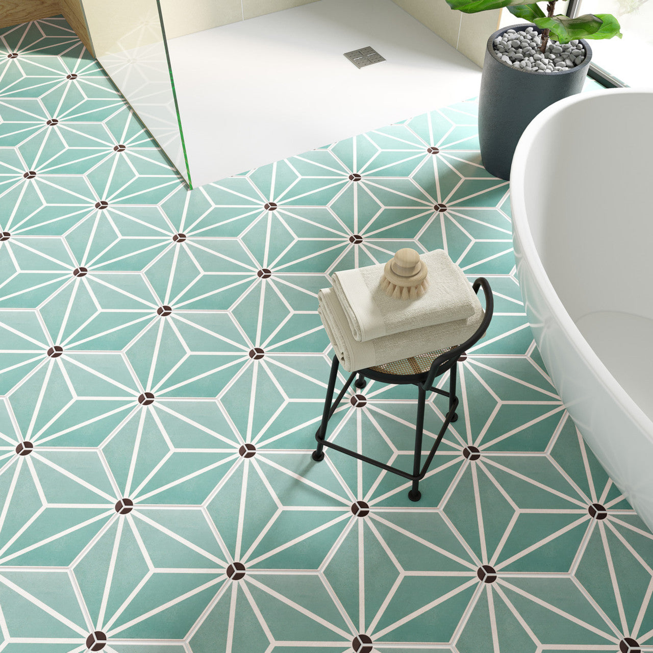 Lilly Pad Star Blue Hexagon Walls and Floors Tiles