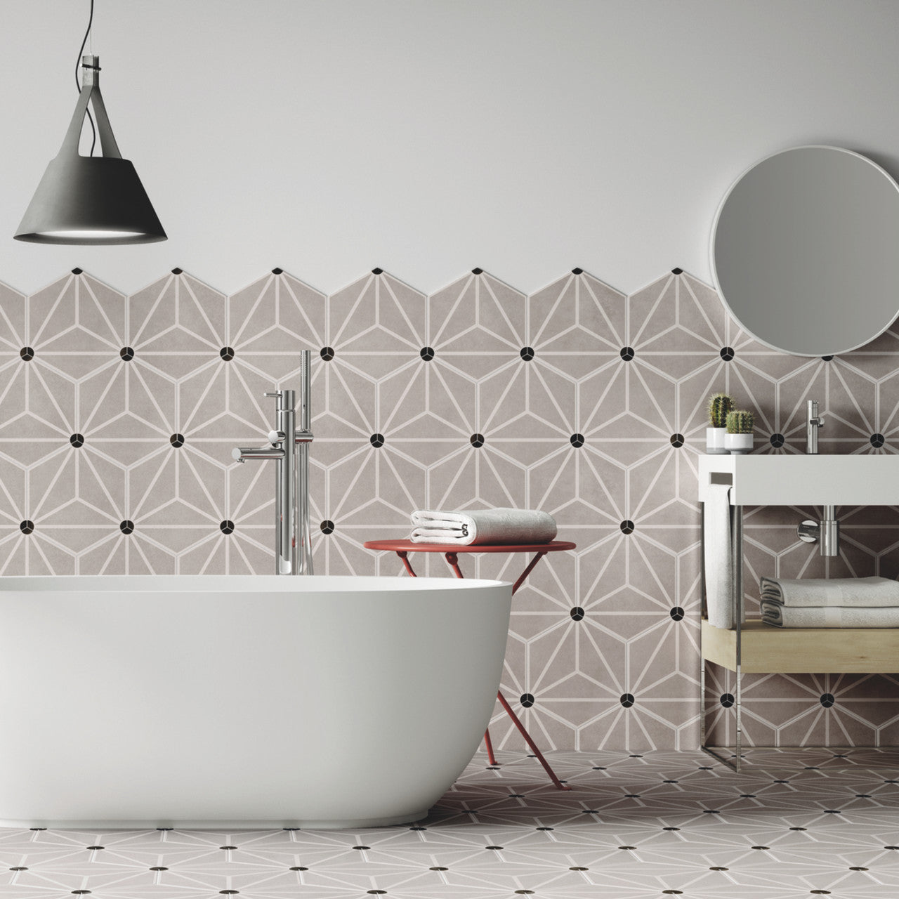 Lilly Pad Star Grey Hexagon Walls and Floors 