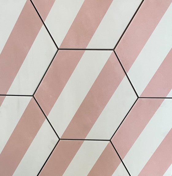 Pink hexagon wall and floor tile