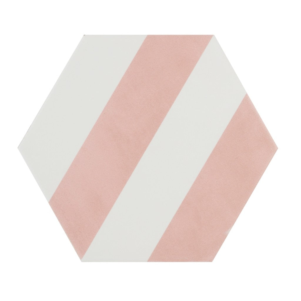 pink striped hexagon tile 