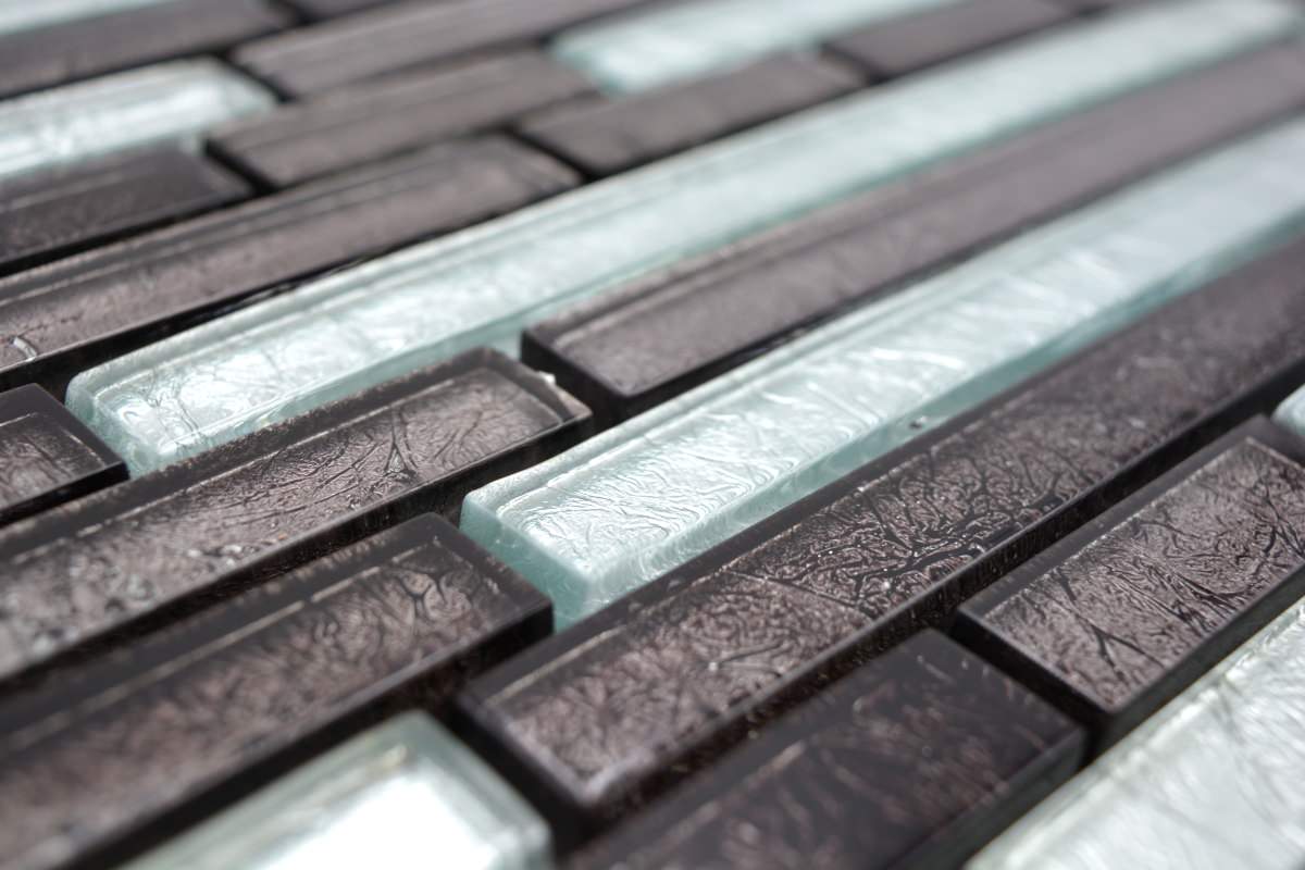 black silver glass mosaic tile