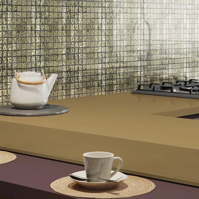 gold kitchen splashback 