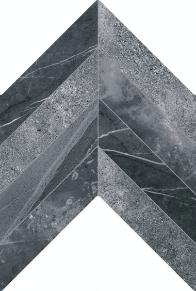 Black dark grey chevron stone effect porcelain tiles