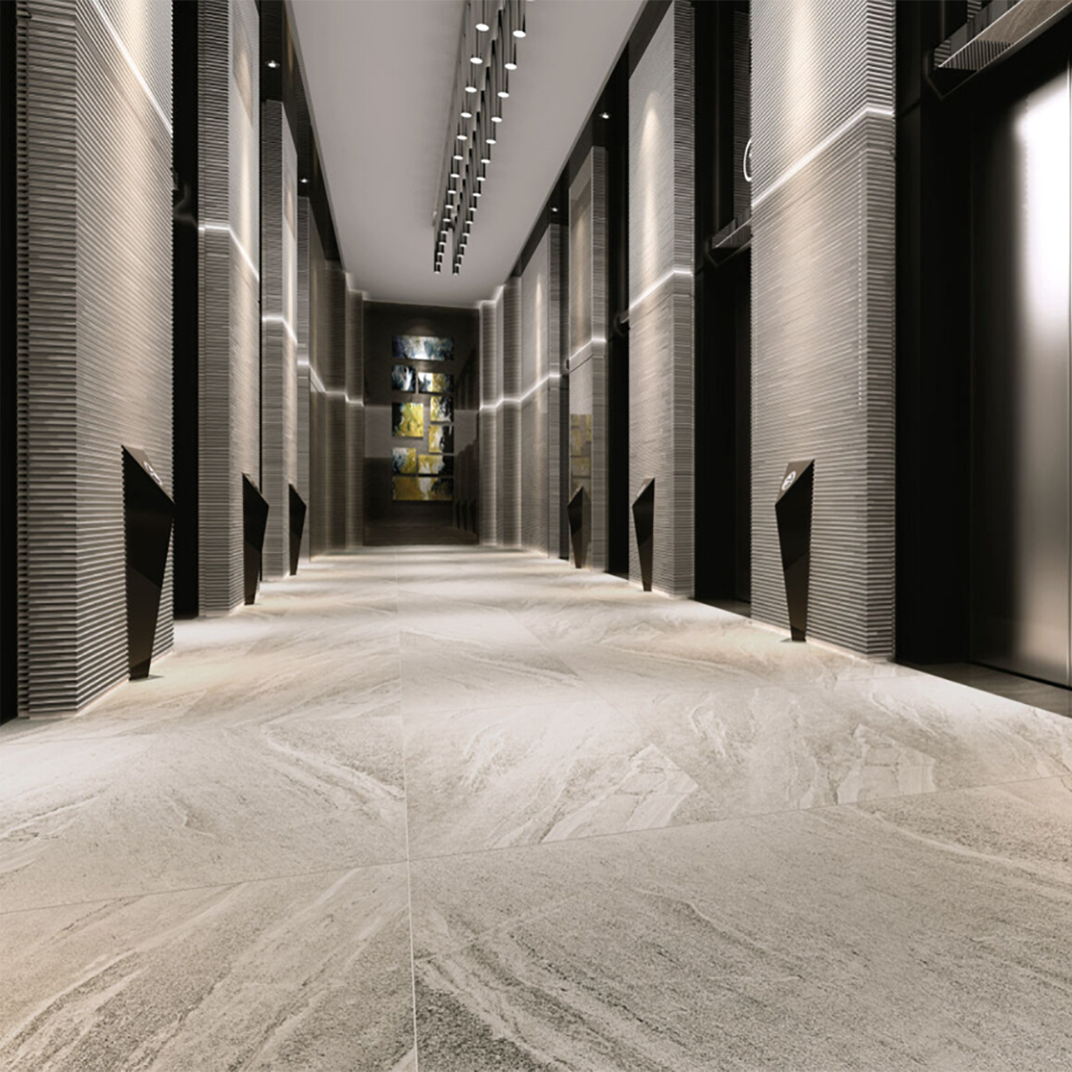 Travertino Silver Grey Stone Effect Rectified Porcelain Tile 60x120cm - Luxury Tiles UK