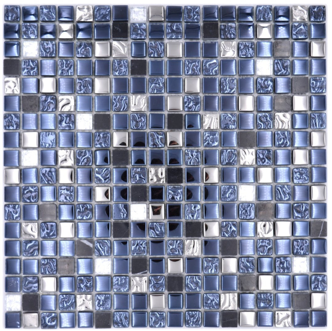 Lunar Square Blue Mosaic Tiles - 15x15 mm