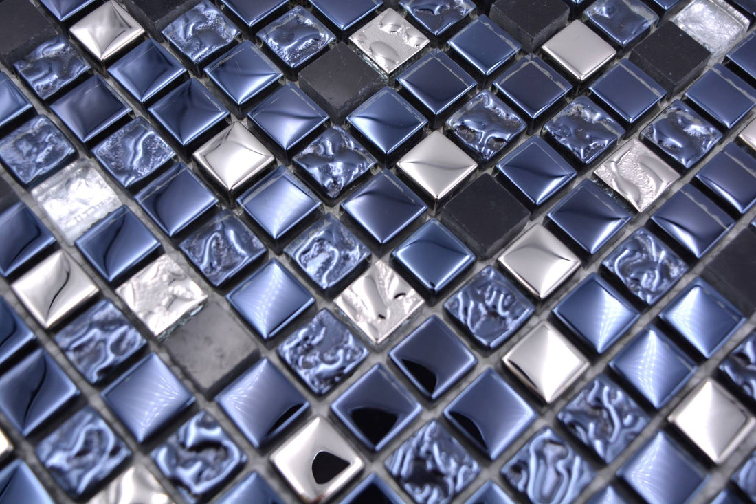 Square Blue Mosaic Tiles - 15x15 mm