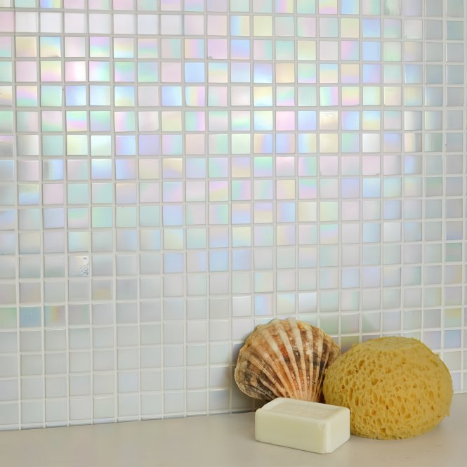 white nacre glass mosaic 