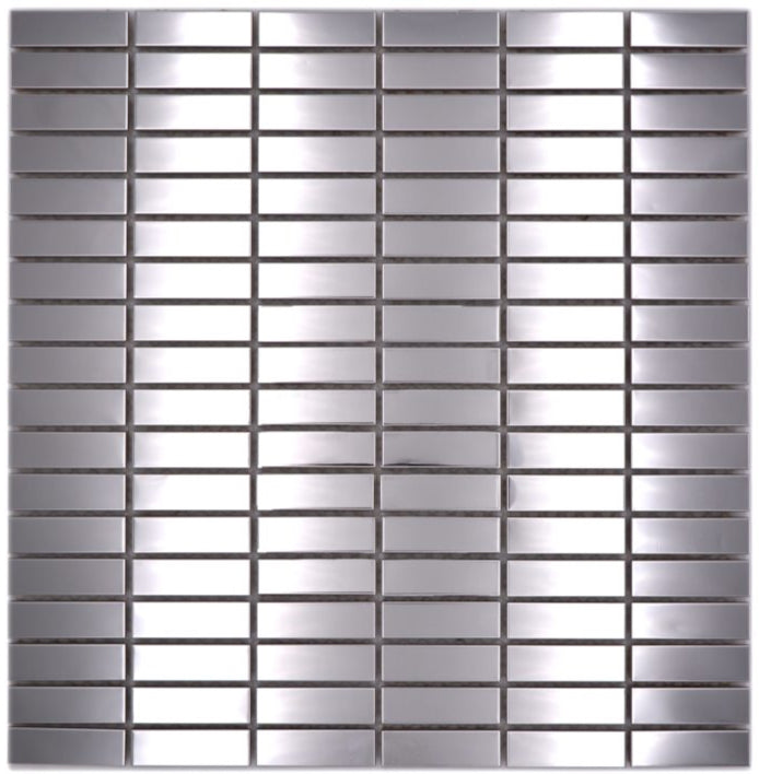 Lux Metallic Silver Gloss Kit Kat Mosaic Tile