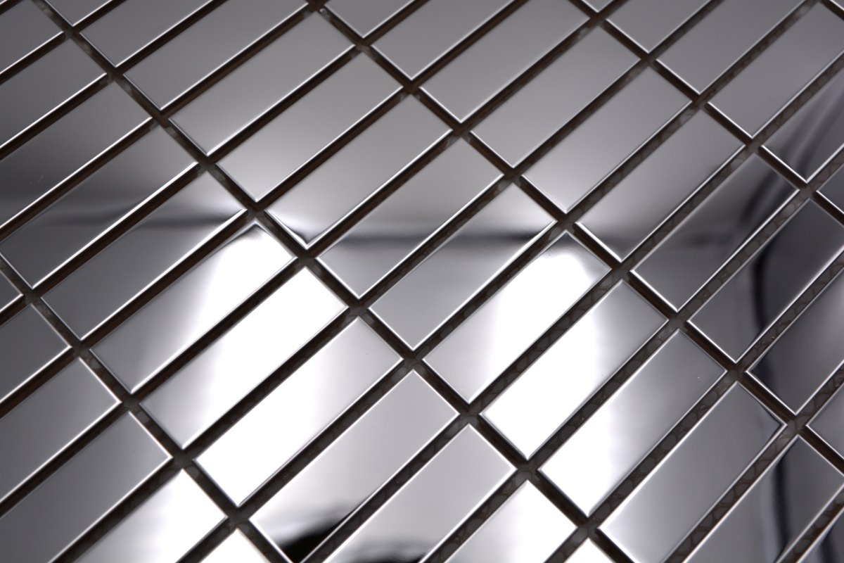 Metallic Silver Gloss Kit Kat Mosaic Tile