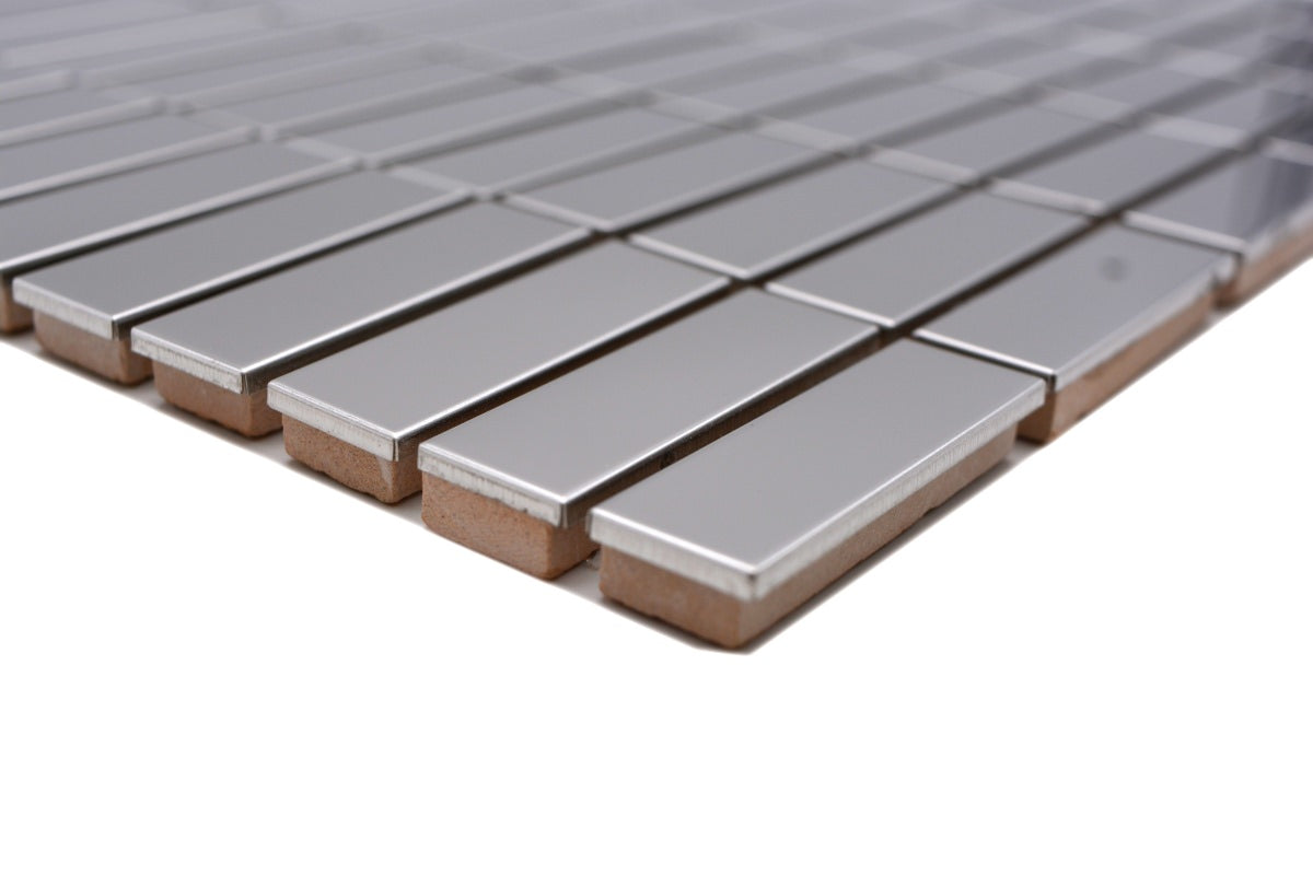 Lux Silver Gloss Kit Kat Mosaic Tile