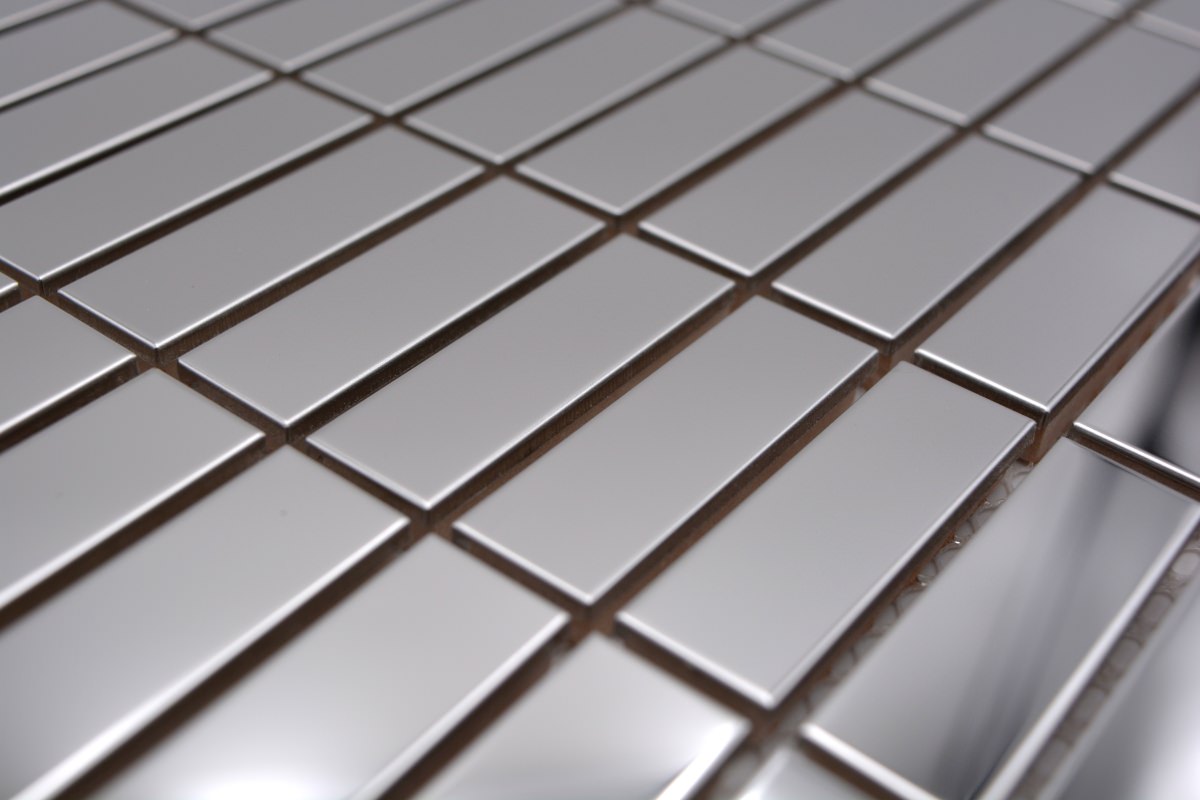 Lux Metallic Silver Gloss Kit Kat Mosaic Tile