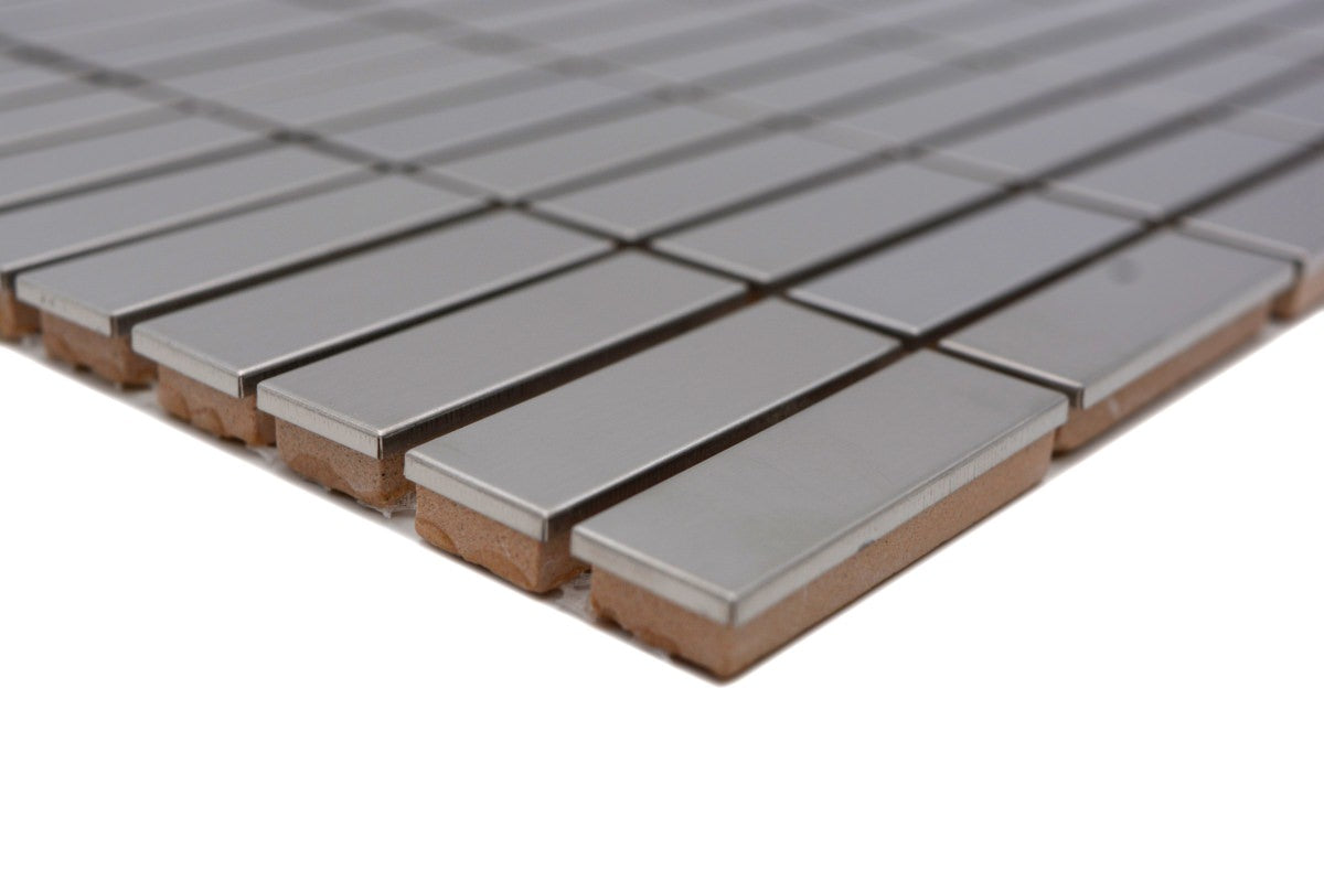 Metallic Silver Kit Kat Mosaic Tile