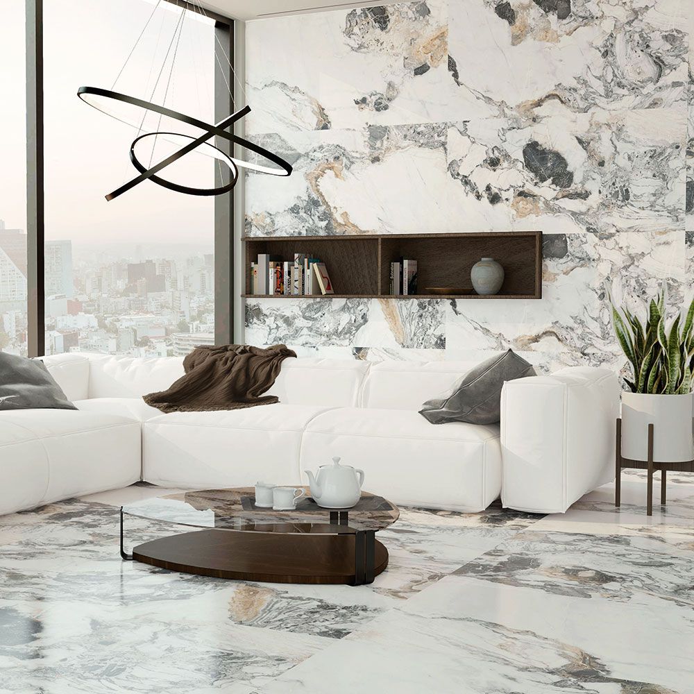 porcelain marble effect polished tile