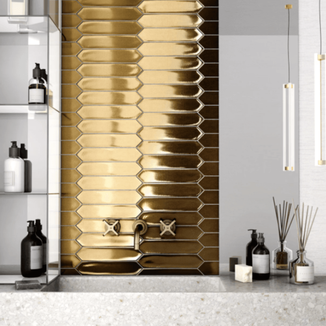 Metallic gold ceramic wall tile 