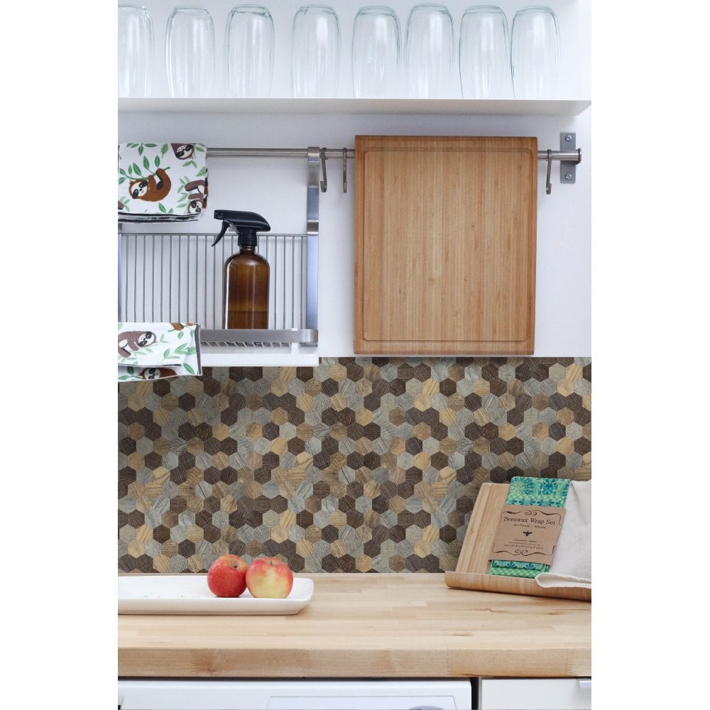 Malla Wood Hexagon Mosaic | Home Decor | Luxury Tiles UK