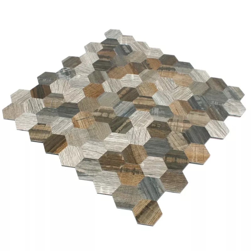 hexagon mix  peel and stick mosaic tile by from tiles uk