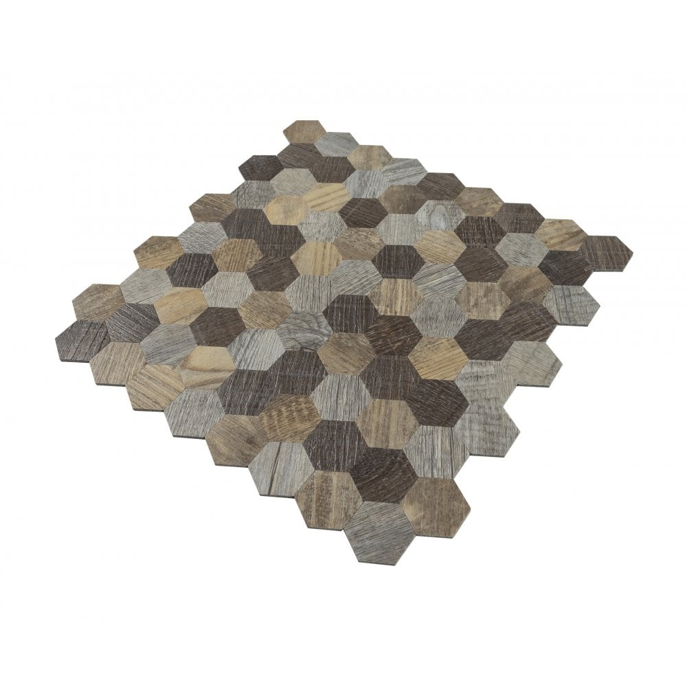 brown self adhesive hexagon mosaic tile