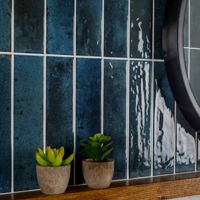 blue glossy ceramic tiles 