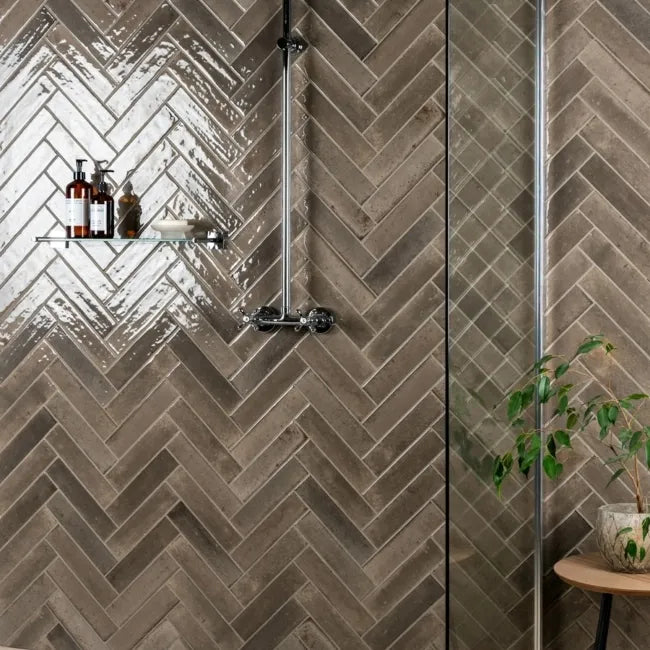 grey gloss metro wall tiles 