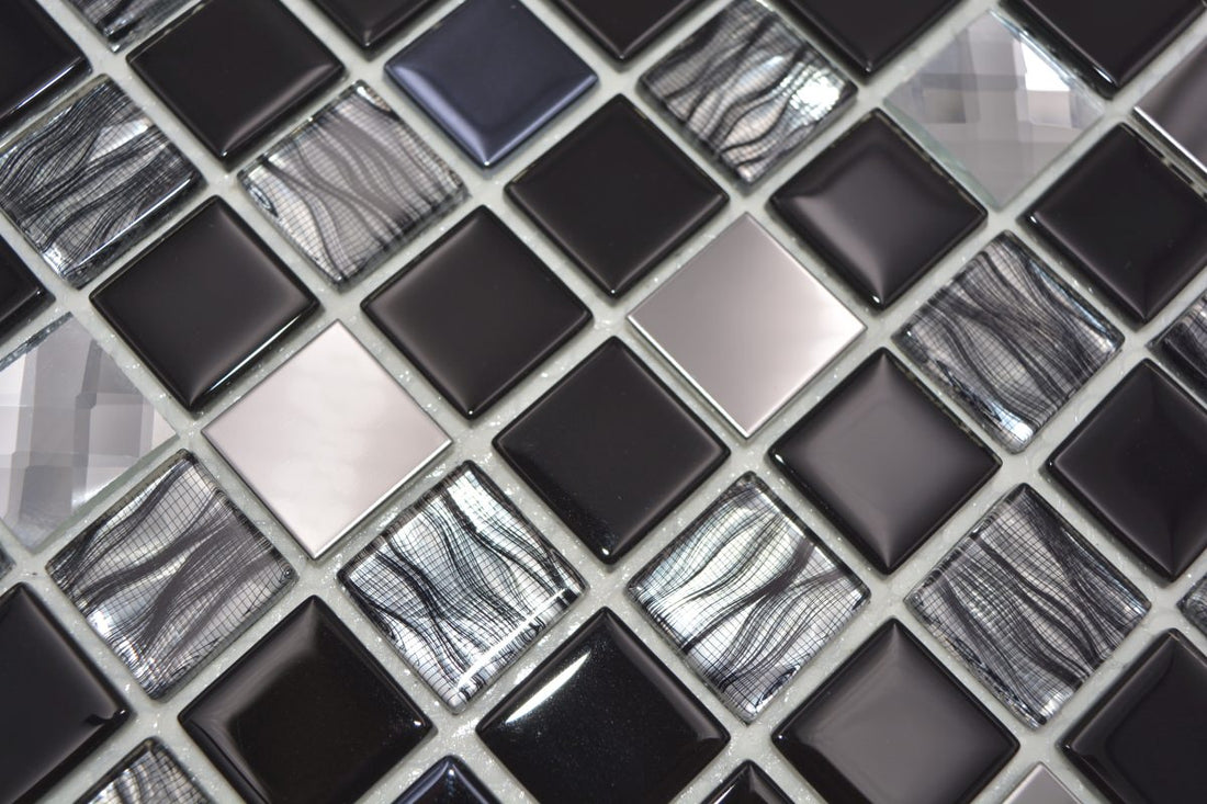 Black Mosaic Peel and Stick Tile