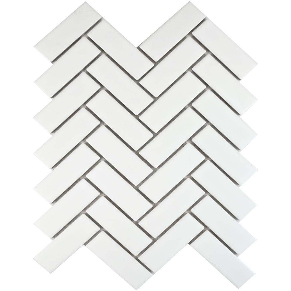 Matt White Herringbone Wall and Floor Mosaic Tile - Luxury Tiles UK