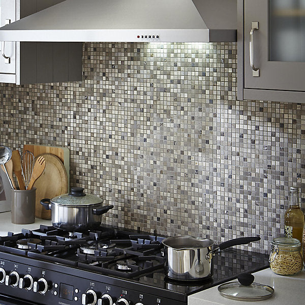 Metal stone mosaic tile