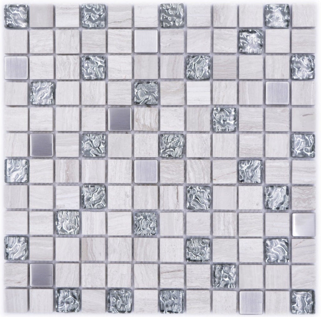 glass metal stone mosaic for interior walls - Luxury Tiles UK