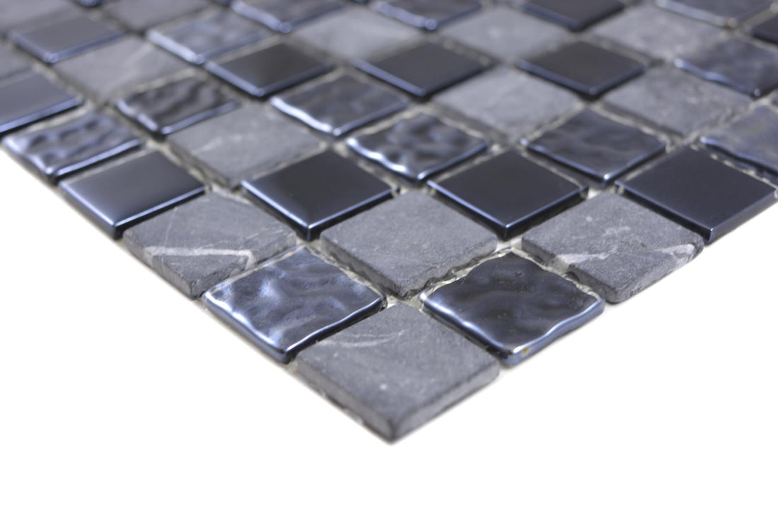 Melania Crystal &amp; Stone Mosaic Tile – 25x25mm