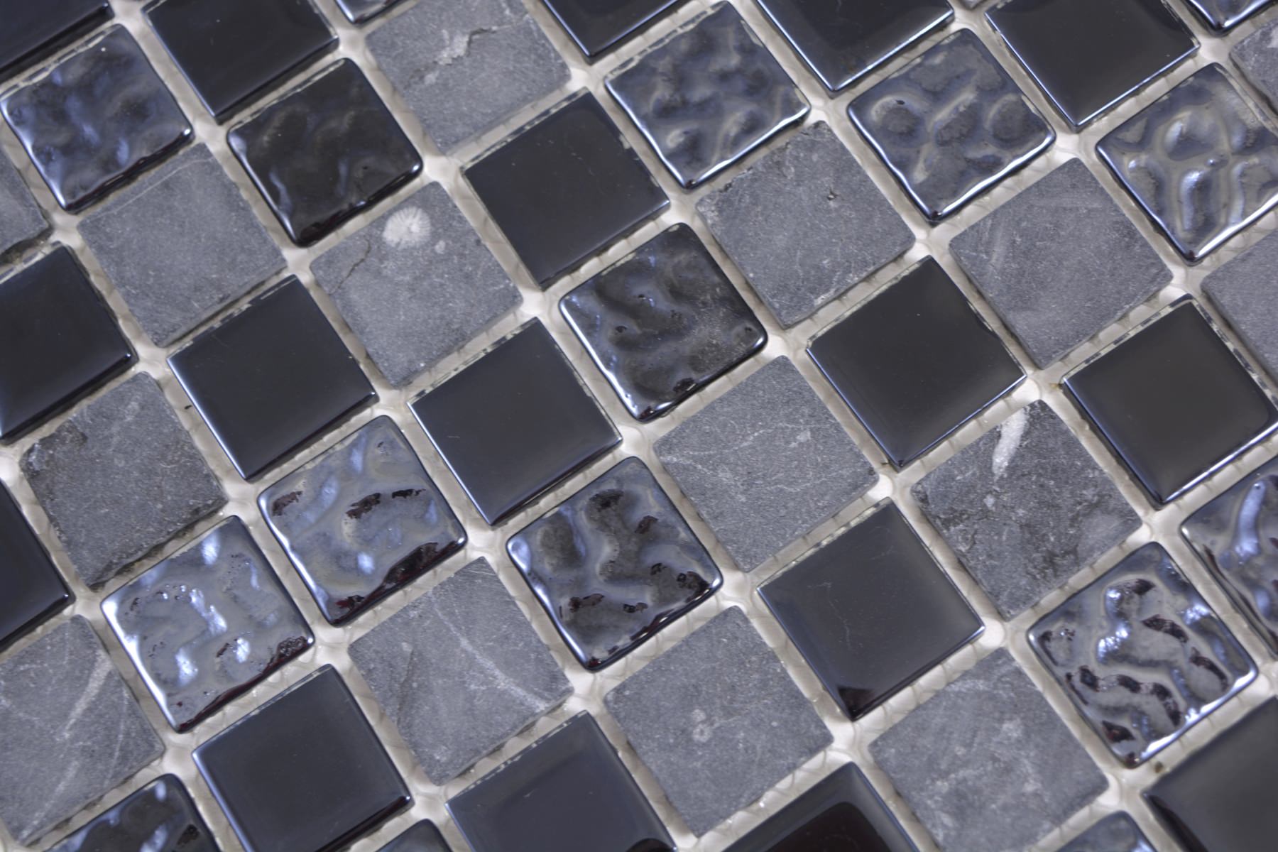 Melania Crystal & Stone Mosaic Tile – 25x25mm
