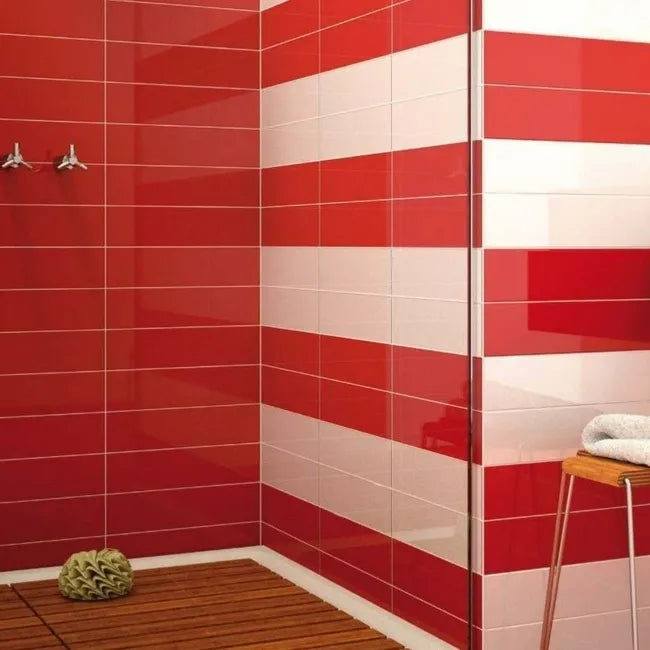 red flat gloss metro tile