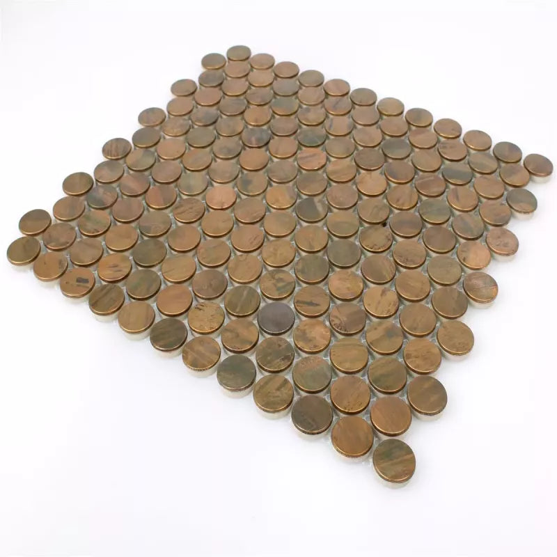 metallic copper button mosaic tiles