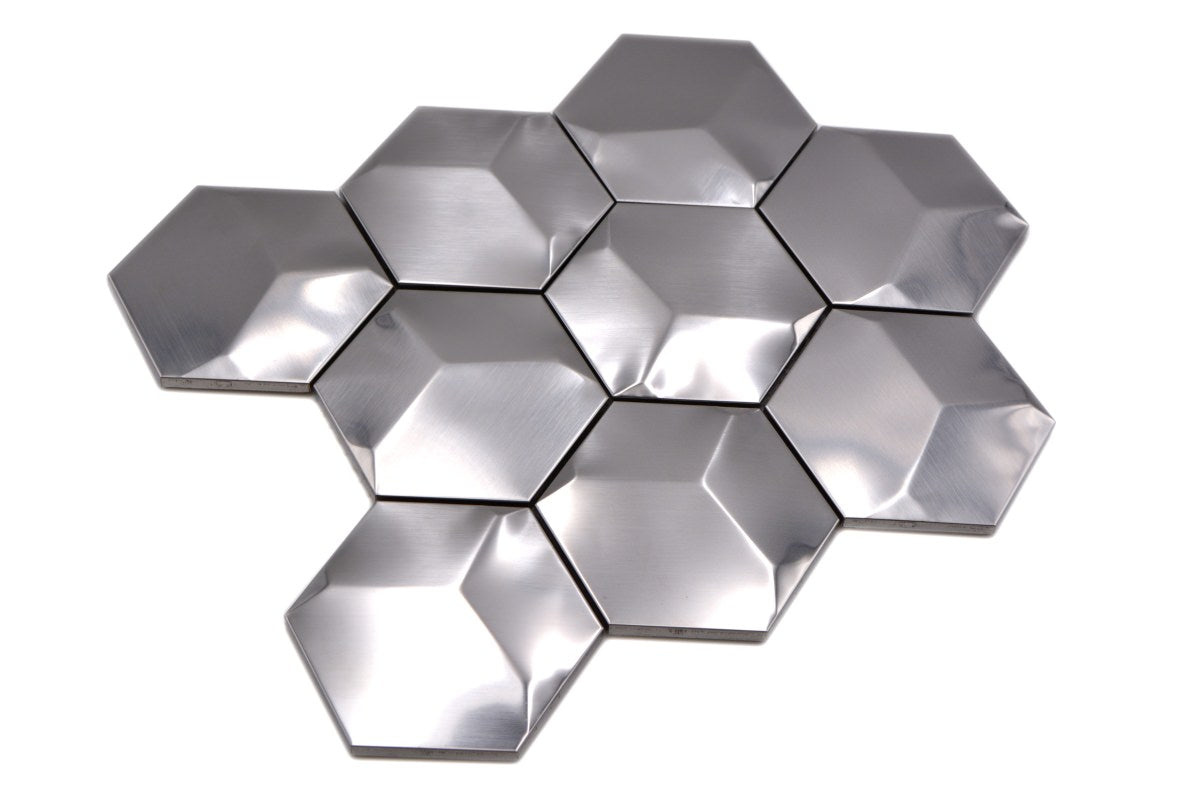 Hexagon Metallic Silver Matt Tile