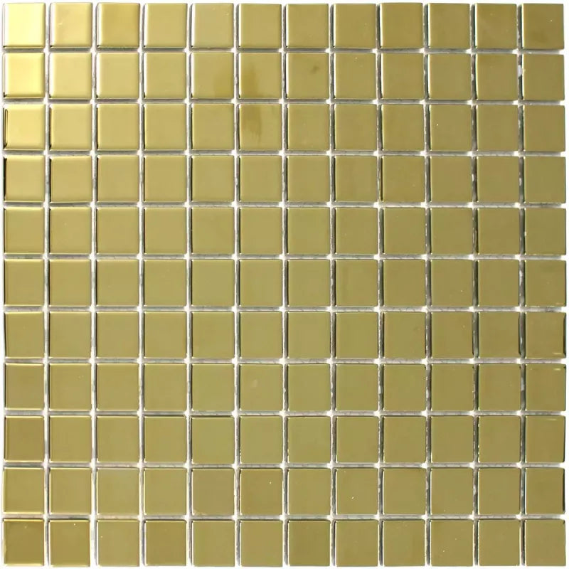 Metallic Gold Glass Square Wall Mosaic feature wall Tile