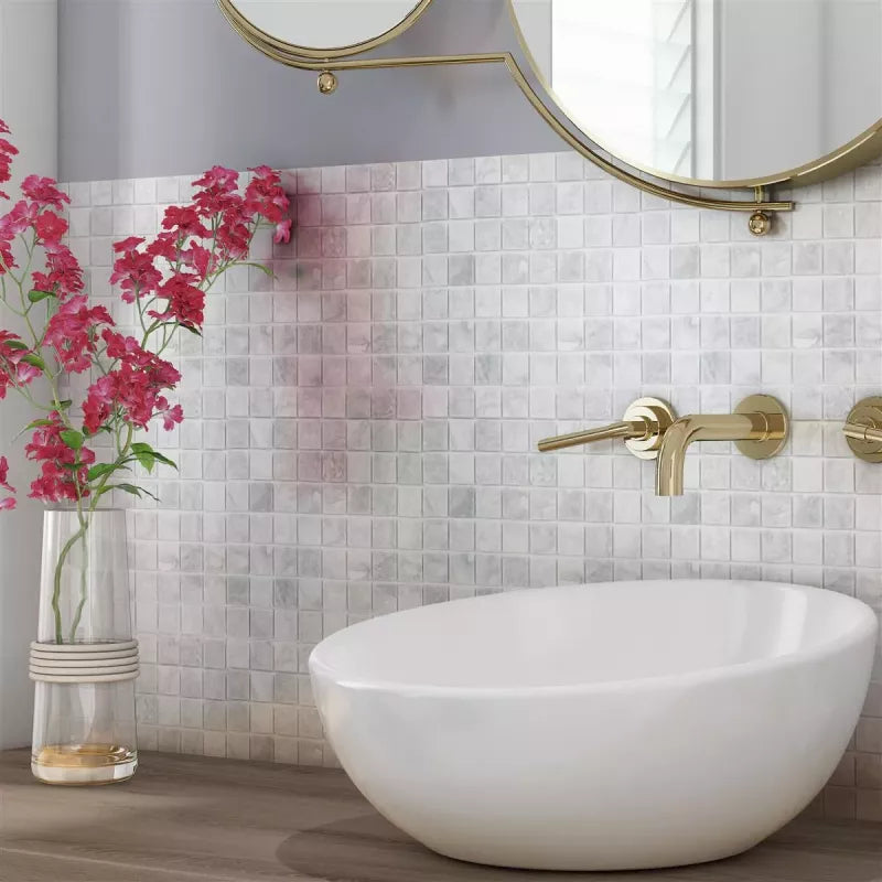 white marble mosaic décor 