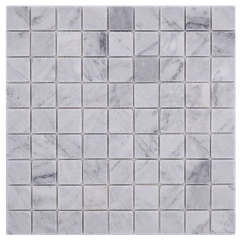 white honed marble tile 