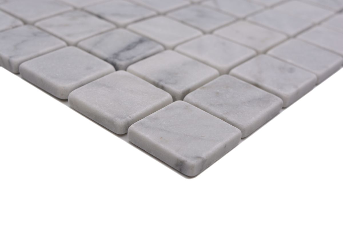 white tumbled marble mosaic tile