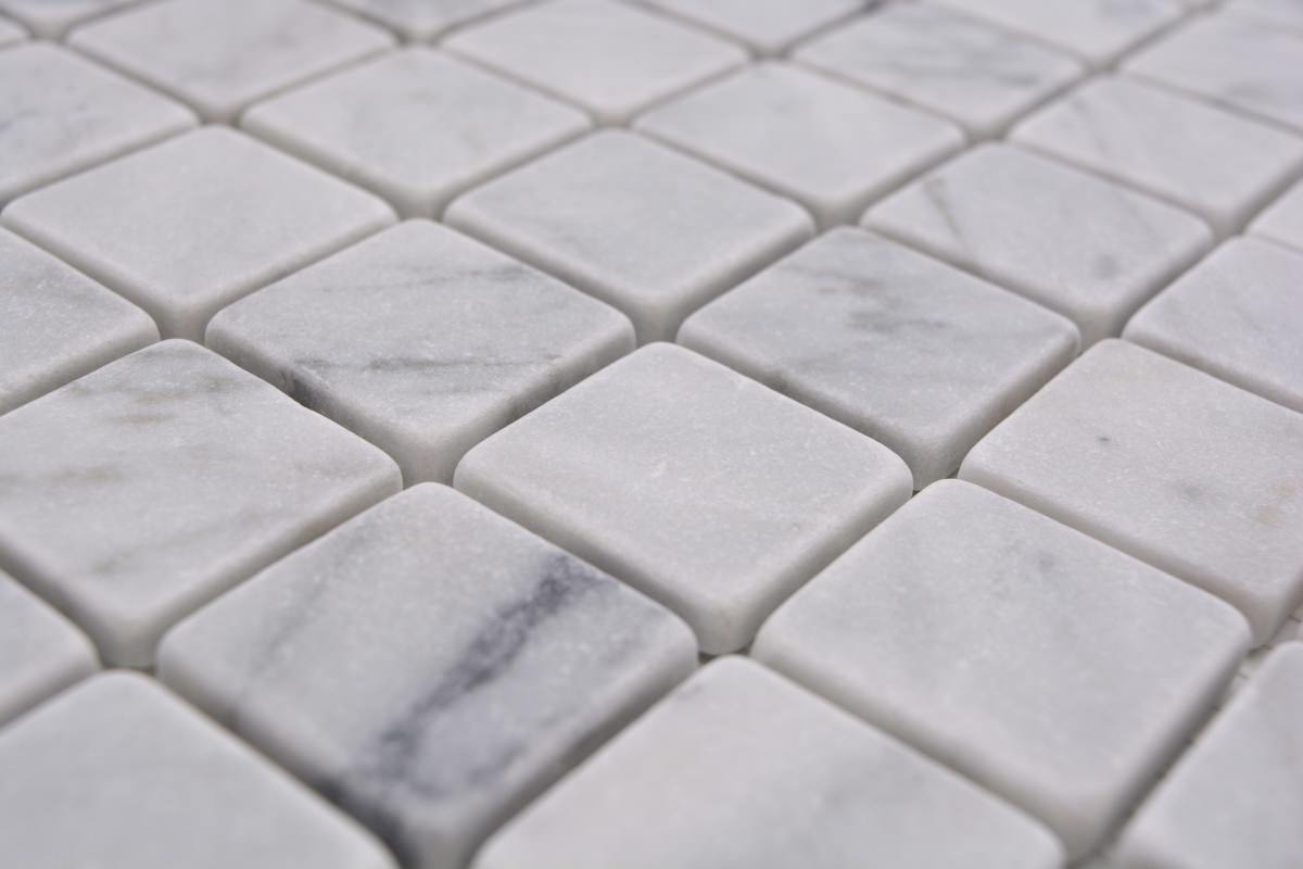 marble mosaic white grey veins 