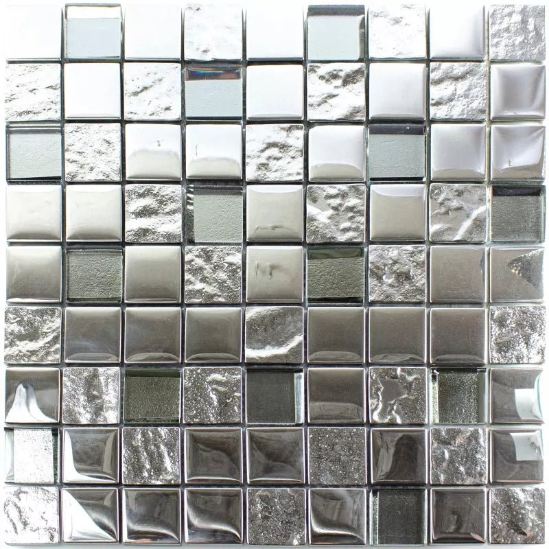 Midland Chrome Pattern Glass Mosaic Tile 300x300mm | Luxury Tiles UK