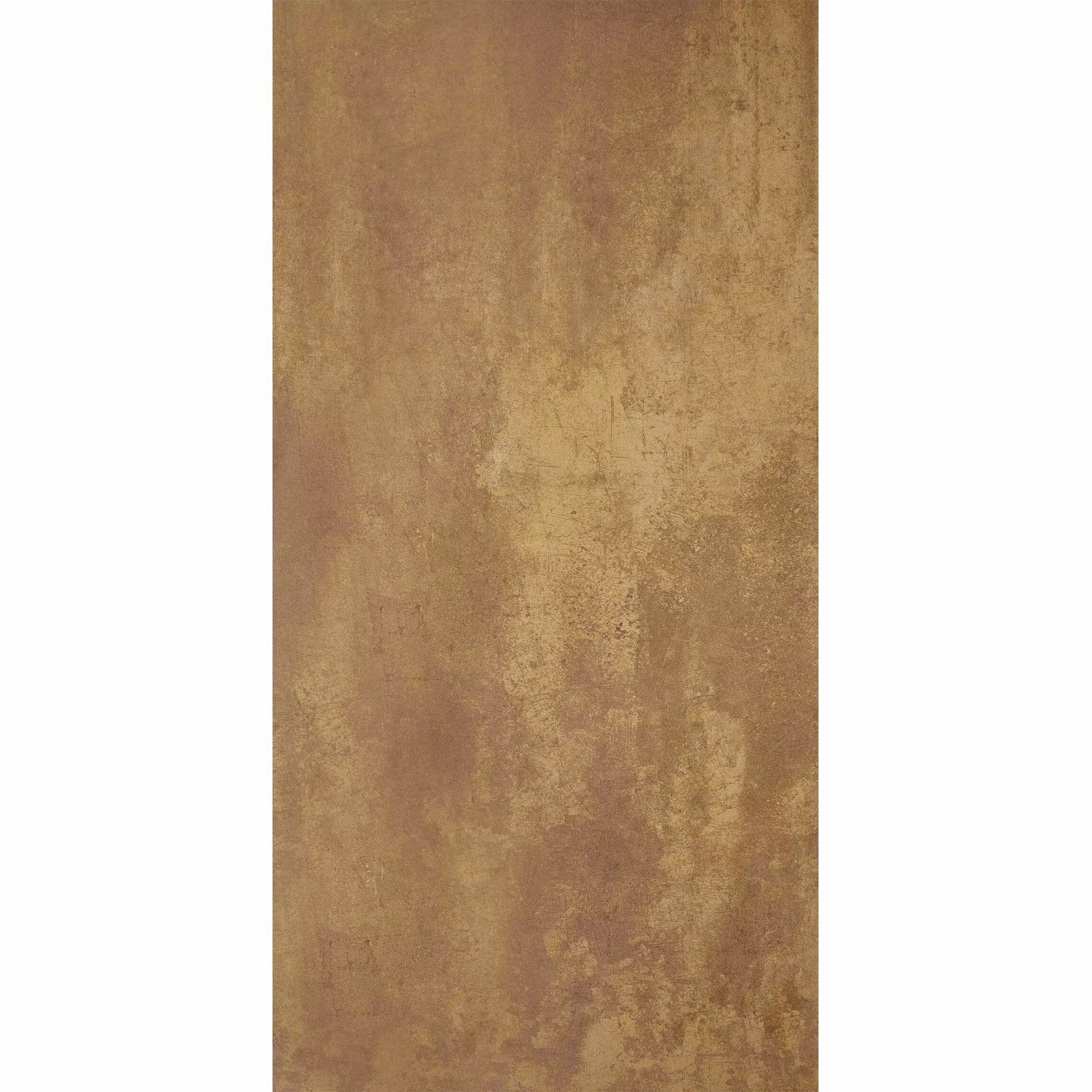 Detailed surface image of Milan Bronze matt porcelain tile with oxidised brass and aged metal tones