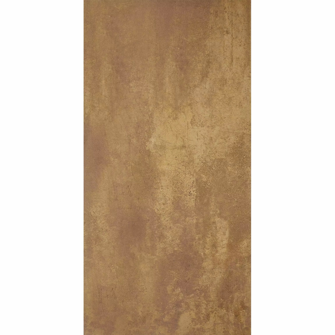 Detailed surface image of Milan Bronze matt porcelain tile with oxidised brass and aged metal tones