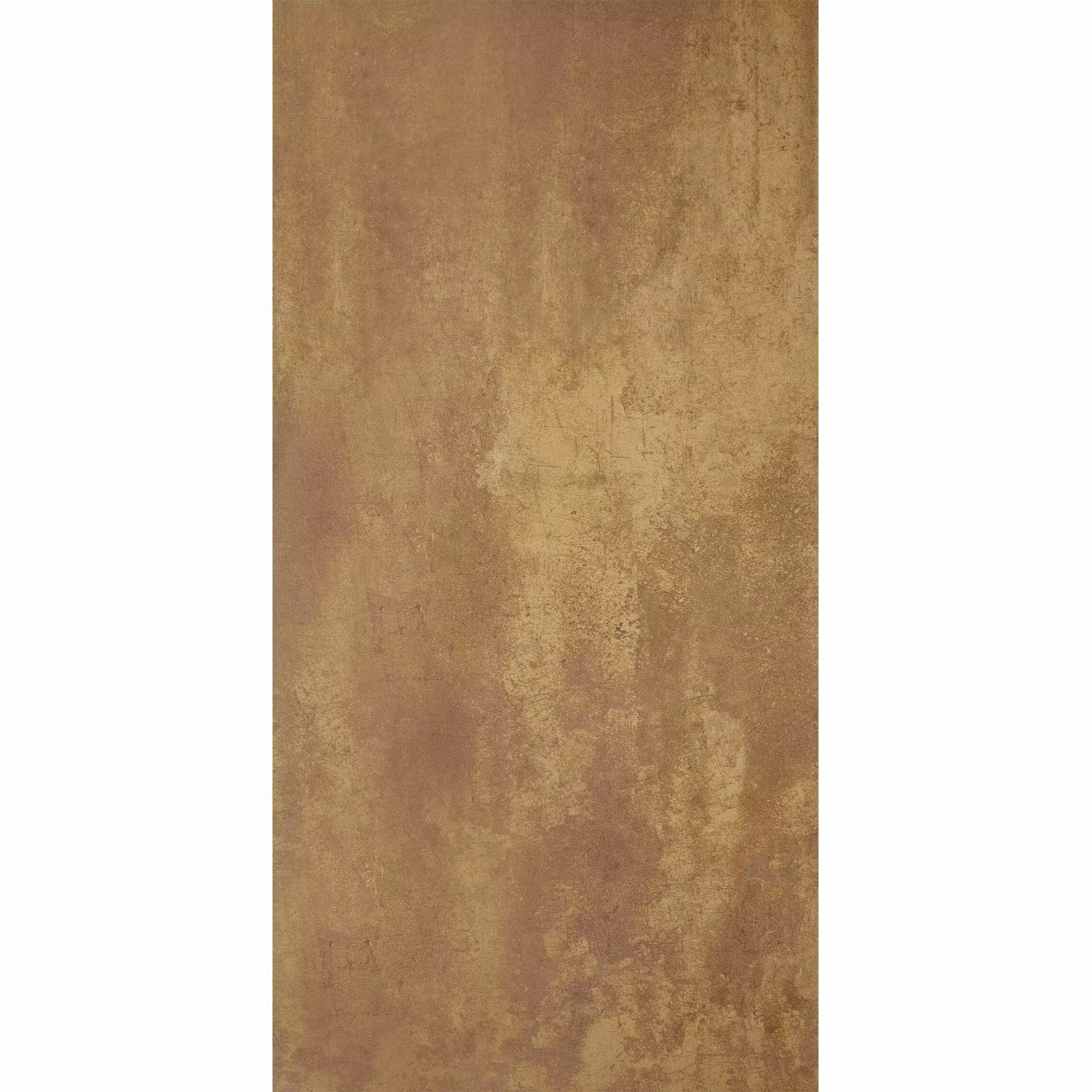 Detailed surface image of Milan Bronze matt porcelain tile with oxidised brass and aged metal tones