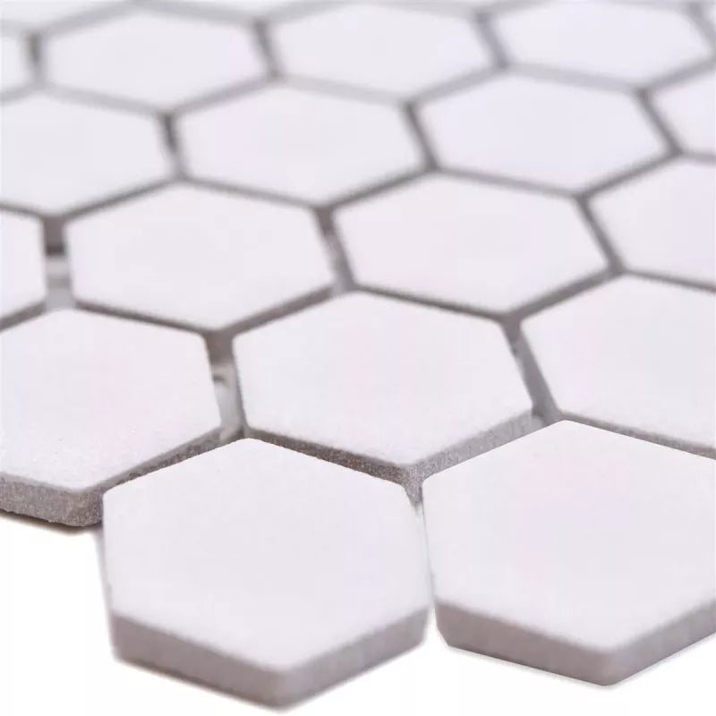 white hexagon mosaic 