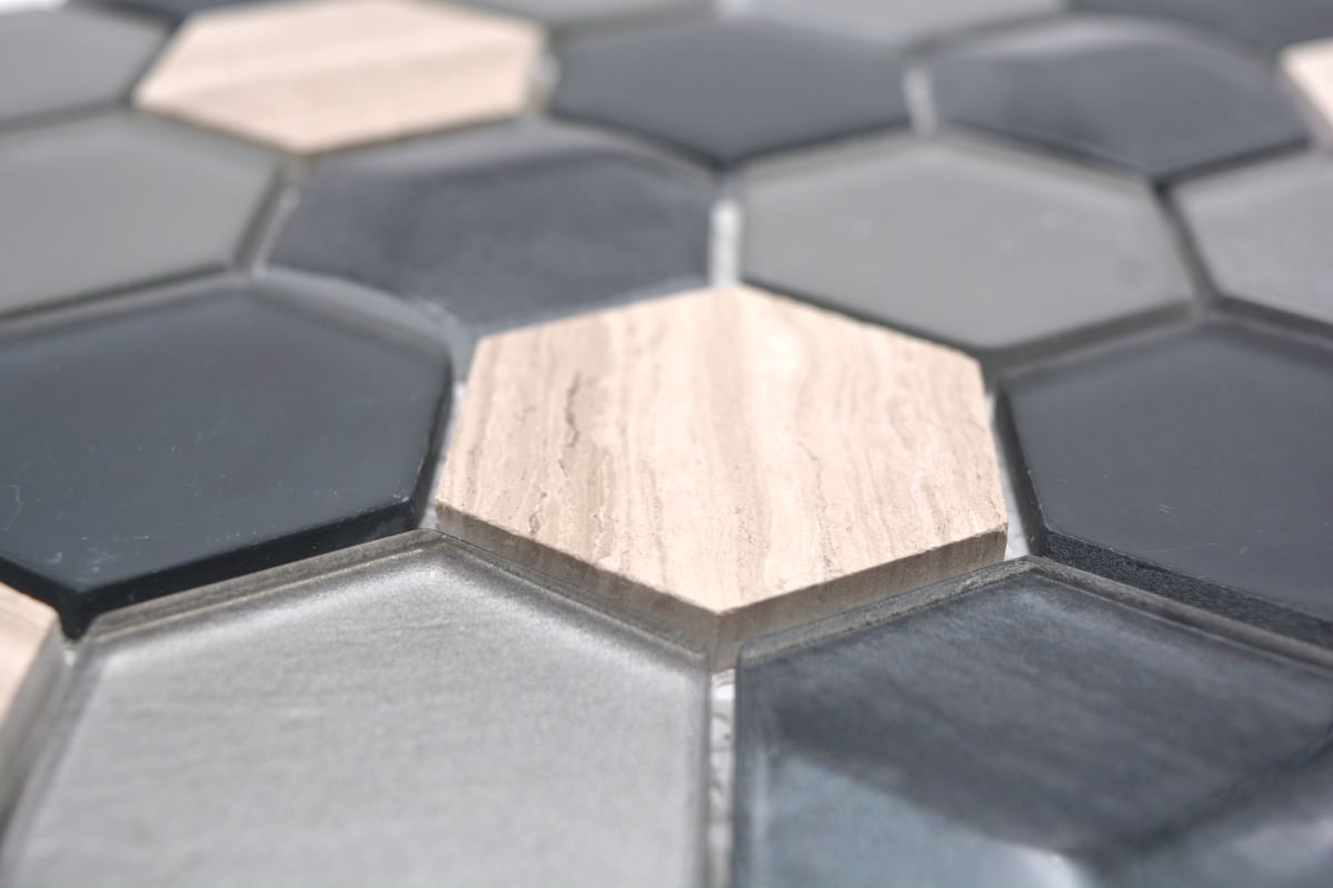 Modern Geometric Hexagon Mix Mosaic Tile