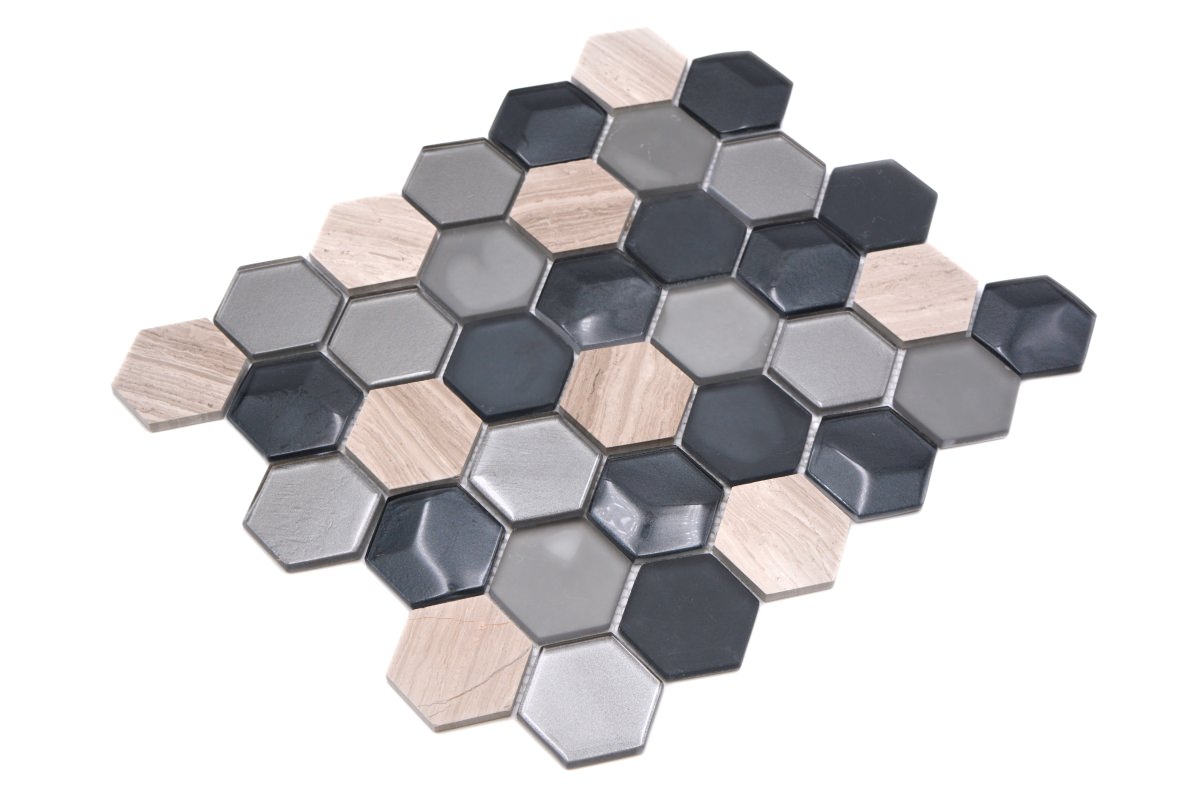 Modern Geometric Hexagon Mix Mosaic Tile | Luxury Tiles UK